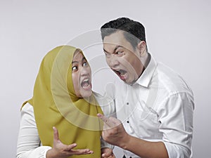 Asian Muslim Couple Having Fight