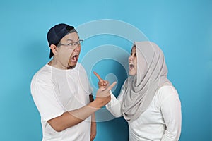 Asian Muslim Couple Having Fight