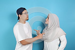 Asian Muslim Couple Having Fight