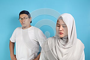 Asian Muslim Couple Having Fight