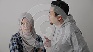 Asian muslim couple husband and wife having fight  argue and ignoring on each other  bad relationship in marriage