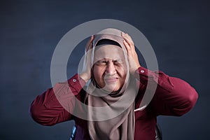 Asian Muslim Lady Close Her Ears