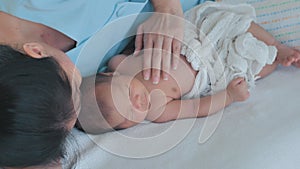 Asian, Newborn 1-month-old sleeping