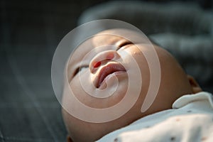 Asian newborn baby face