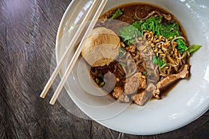 Asian noodle with blood soup