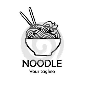 Asian Noodle and ramen logo design template. Chinese noodles in a bowl. Vector stock illustration.