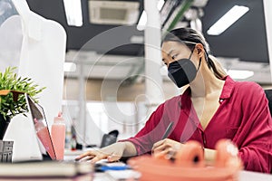 Asian Office Worker with Face Mask