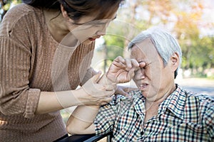 Asian old people is crying,elderly woman with depression is bored of herself,feels herself worthless,patient have idea of wanting