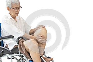 Asian old people suffering from rheumatoid,arthritis,osteoarthritis,painful inflammation of ligaments hold the bones and knee