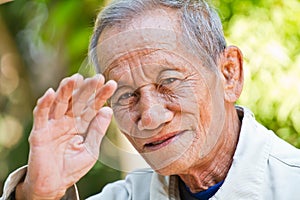 Asian old senior man candid portrait