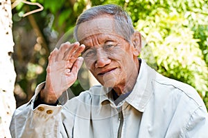 Asian old senior man candid portrait