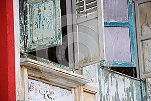 Asian Old Shophouse Windows Sarawak Borneo