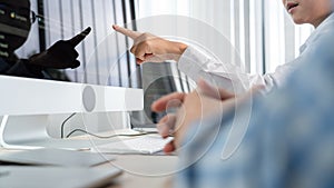 Asian Outsource Software engineer Developer Team Working Code to find solution to problem In Modern Office, Startup business group