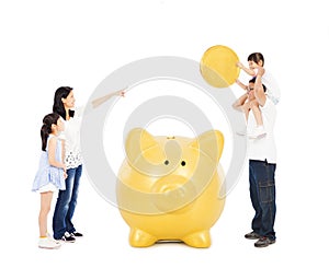 Asian parents teaching daughters financial concept