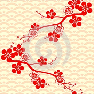 Asian pattern. Japanese, Chinese. Cherry blossom. Ornament. with oriental motifs. Vector