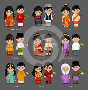 Asian people in national dress.