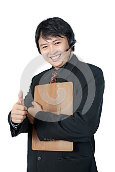 Asian Phone Operator Thumb Up