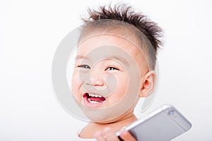 Asian portrait child boys 1 year 6 months expression Laugh glad