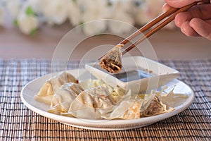Asian Potsticker Dumplings with sauce