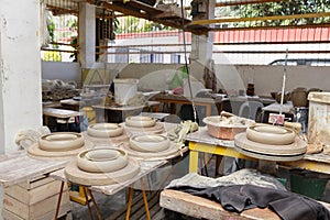 Asian pottery production floor