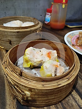 Asian Prawn or shrimp dumplings called hakau from Haka dimsum shop