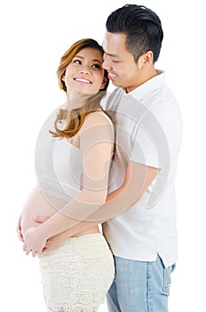 Asian pregnant wife and husband