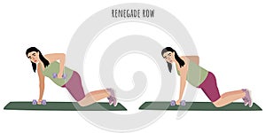 Asian pregnant woman doing renegade row exercise