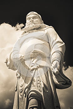 Asian Religious Statue in Black and White