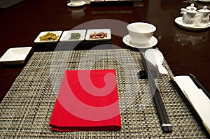 Asian restaurant table setting