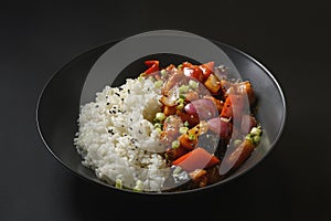 asian rice on a black background