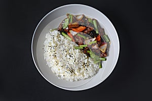 asian rice on a black background