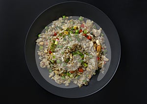 asian rice on a black background