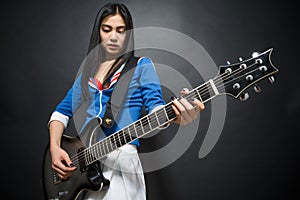 Asian rock star lady in studio