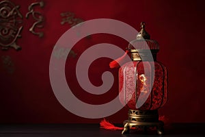 Asian scarlet lamplight. Generate AI