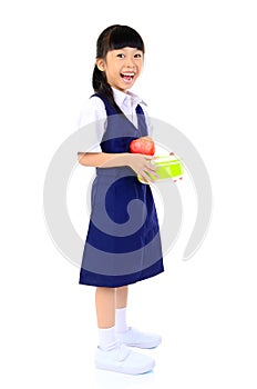 Asian school girl back to school