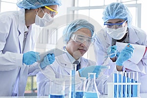 Asian scientist team has researching in laboratory