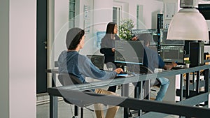 Asian script programer working with database information