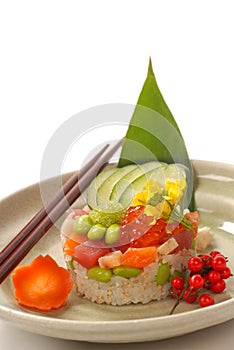 Asian seafood appetizer with fresh vegetables