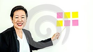 Asian senior business woman happy smiling expression face