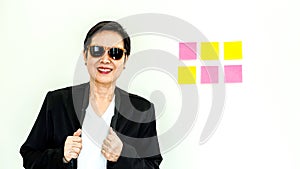 Asian senior business woman happy smiling expression face