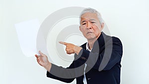 Asian senior businessman unhappy angry expression for report res