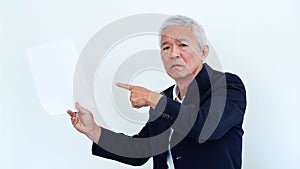 Asian senior businessman unhappy angry expression for report res