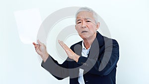 Asian senior businessman unhappy angry expression for report res