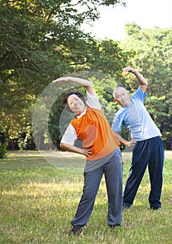 Asian senior couple