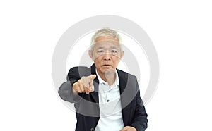 Asian senior executive businessman angry and pointing expression with business result