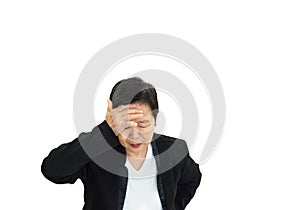 Asian senior executive businesswoman disappoint and sad with business result