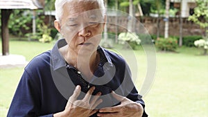 Asian senior man chest pain heart attack stroke health care