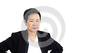Asian senior manager business woman upset and unhappy abstract l