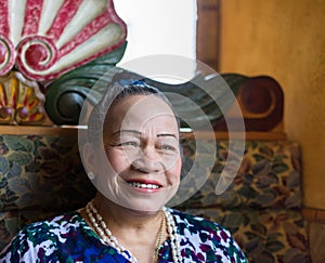 Asian senior woman smiling