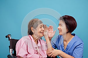 Asian seniors woman hearing loss ,Hard of hearing